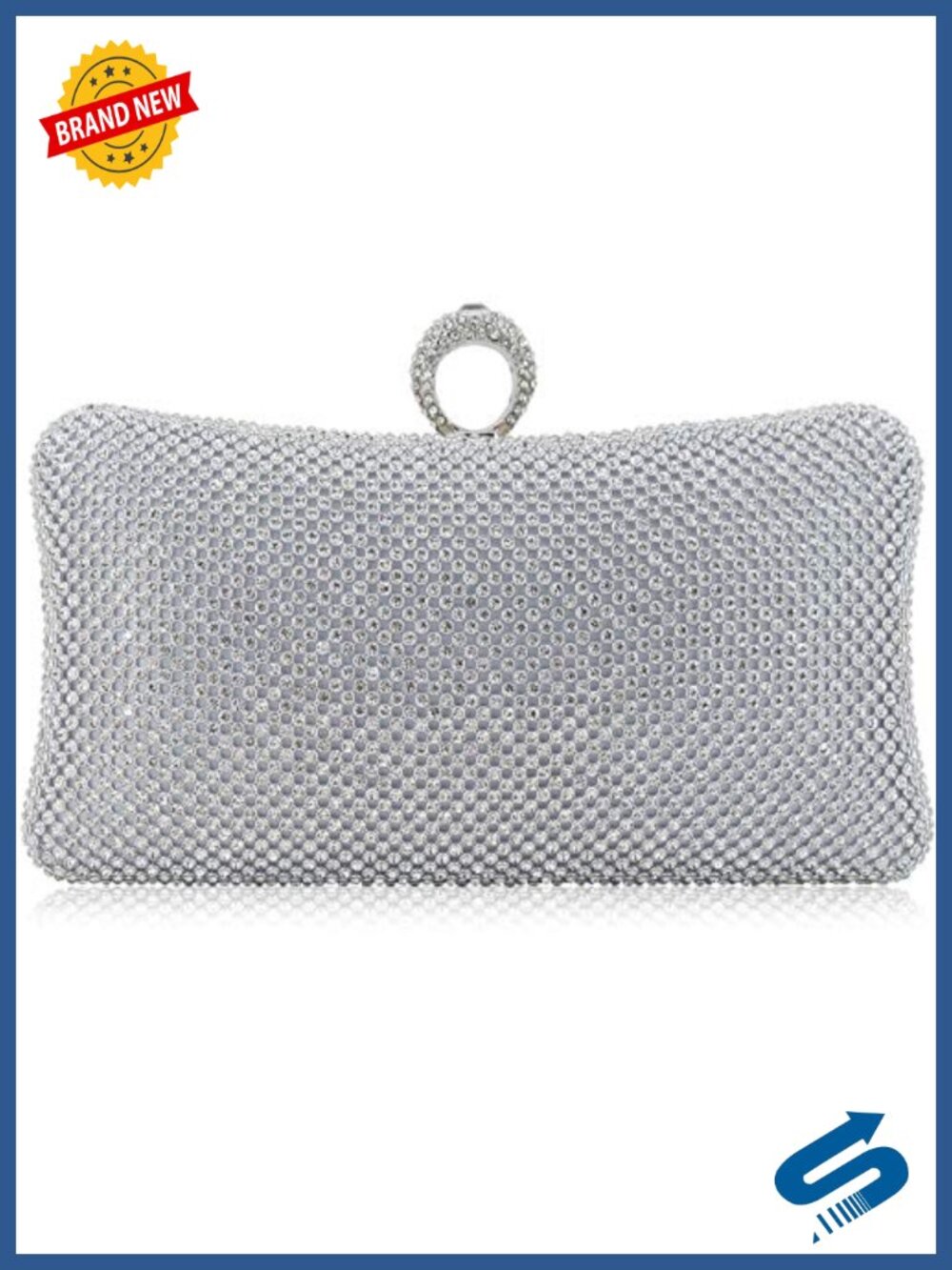 Rhinestone Crystal Clutch Evening Handbag with Chain for Wedding Party Bridal